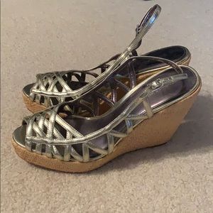 Calvin Klein gold wedge sandals